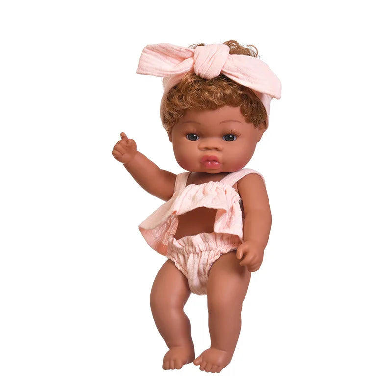 KTX-825427 33cm African Baby Doll Clothes Set for Kids - Soft Vinyl Fashion Doll Apparel for Creative Play