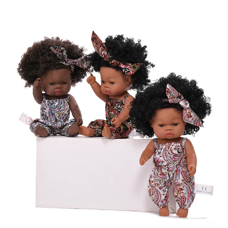KTX-825427 33cm African Baby Doll Clothes Set for Kids - Soft Vinyl Fashion Doll Apparel for Creative Play