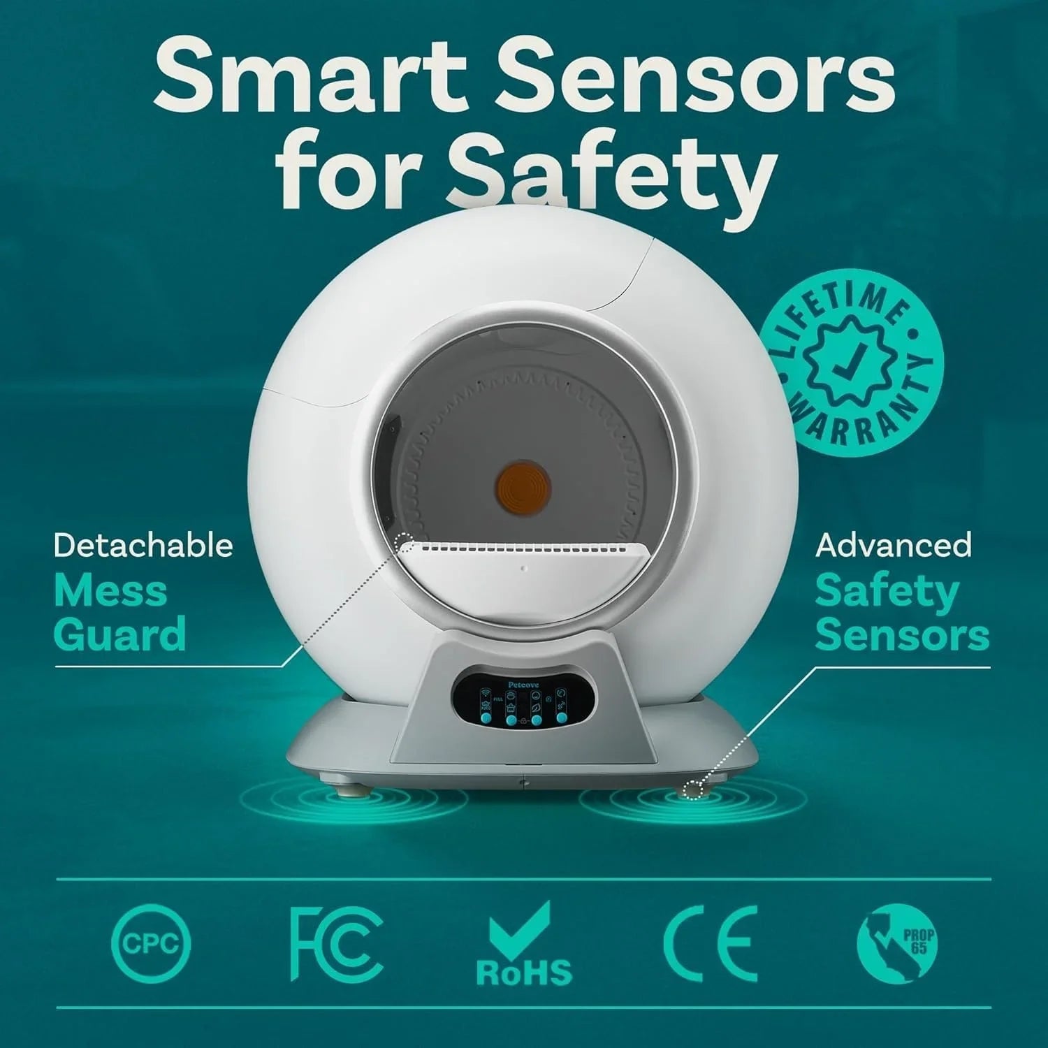 KTX-826195 WiFi Enabled Automatic Cat Litter Box with Safety Sensors and Odor Control for Multiple Cats