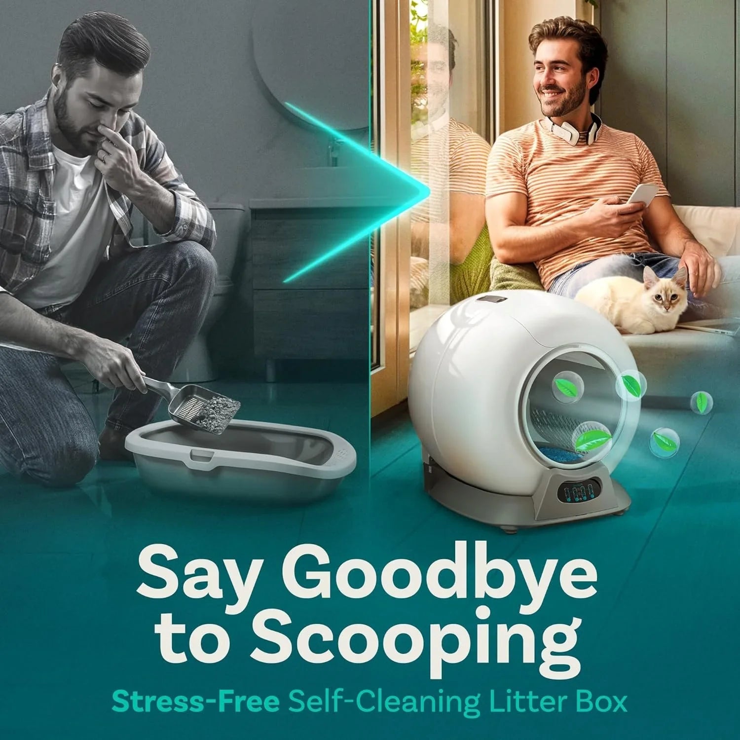 KTX-826195 WiFi Enabled Automatic Cat Litter Box with Safety Sensors and Odor Control for Multiple Cats