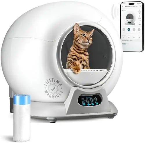 KTX-826195 WiFi Enabled Automatic Cat Litter Box with Safety Sensors and Odor Control for Multiple Cats
