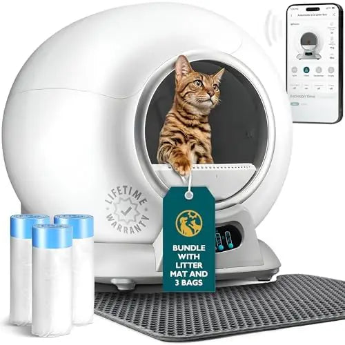 KTX-826195 WiFi Enabled Automatic Cat Litter Box with Safety Sensors and Odor Control for Multiple Cats