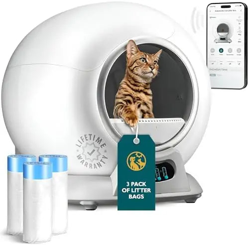 KTX-826195 WiFi Enabled Automatic Cat Litter Box with Safety Sensors and Odor Control for Multiple Cats