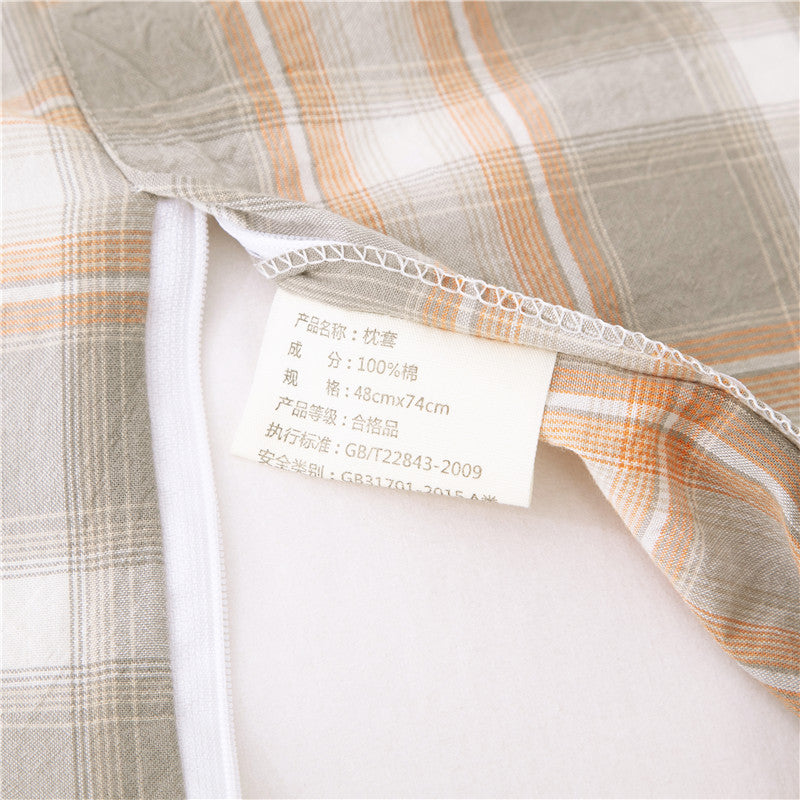 KTX-826707 Washed Cotton Pillowcase with Two Flounces - Soft Pure Cotton, Available in Single or Double Pack