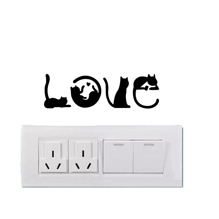 KTX-826835 Cat Love Creative Cartoon Auto Decal Sticker for Home Decoration