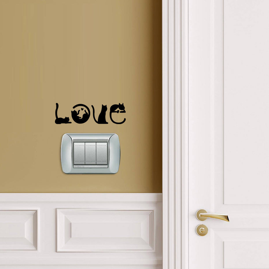 KTX-826835 Cat Love Creative Cartoon Auto Decal Sticker for Home Decoration