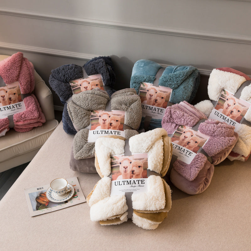 KTX-827219 Double Layer Cashmere Sherpa Blanket for Winter Home Use – Soft and Warm Bedding Comforter