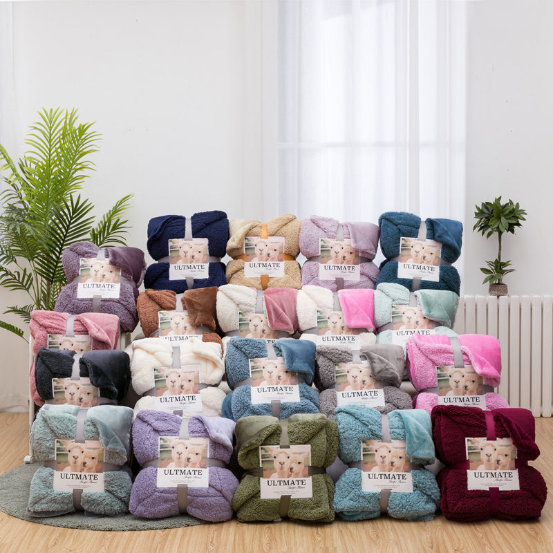 KTX-827219 Double Layer Cashmere Sherpa Blanket for Winter Home Use – Soft and Warm Bedding Comforter