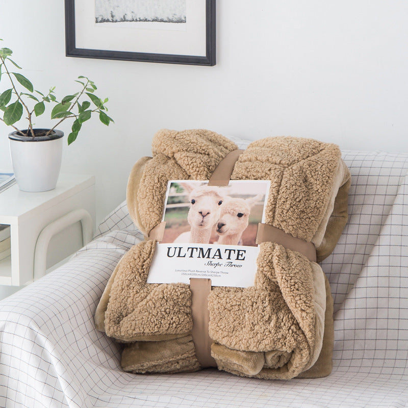 KTX-827219 Double Layer Cashmere Sherpa Blanket for Winter Home Use – Soft and Warm Bedding Comforter