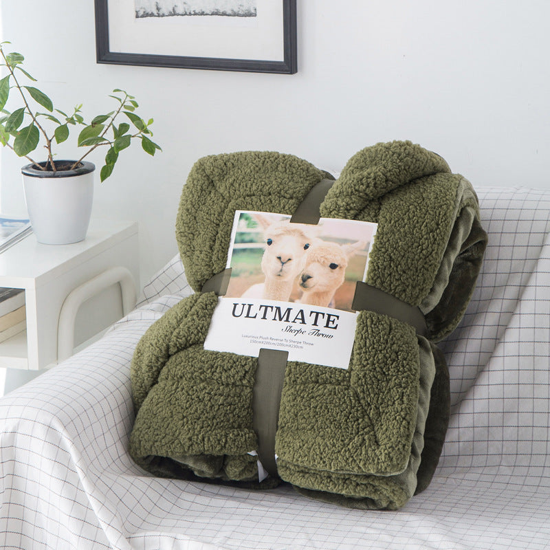 KTX-827219 Double Layer Cashmere Sherpa Blanket for Winter Home Use – Soft and Warm Bedding Comforter