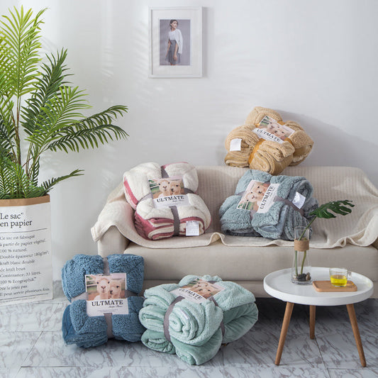 KTX-827219 Double Layer Cashmere Sherpa Blanket for Winter Home Use – Soft and Warm Bedding Comforter