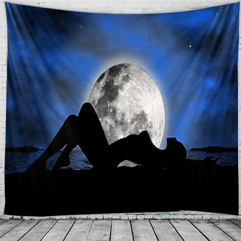 KTX-827603 Moon Girl Printed Multifunctional Tapestry - Versatile Wall Decor & Blanket