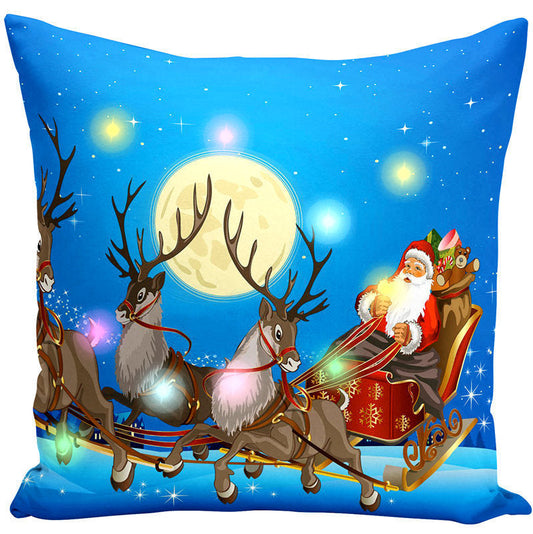 KTX-827731 Cartoon Plush Lantern Christmas Pillowcase, 45x45cm Cushion Cover