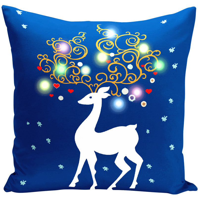 KTX-827731 Cartoon Plush Lantern Christmas Pillowcase, 45x45cm Cushion Cover