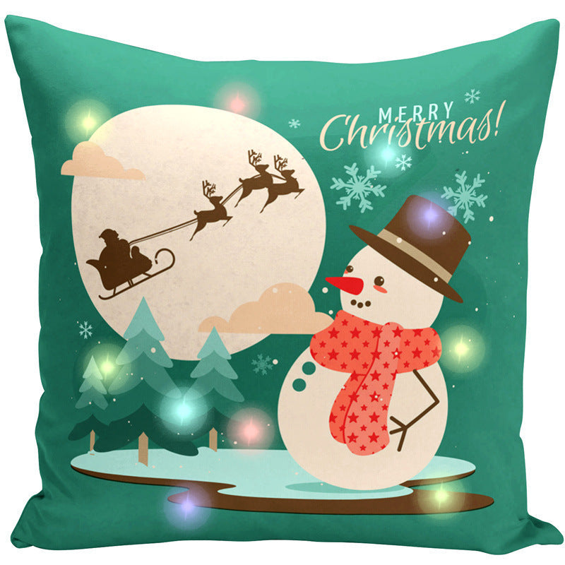 KTX-827731 Cartoon Plush Lantern Christmas Pillowcase, 45x45cm Cushion Cover