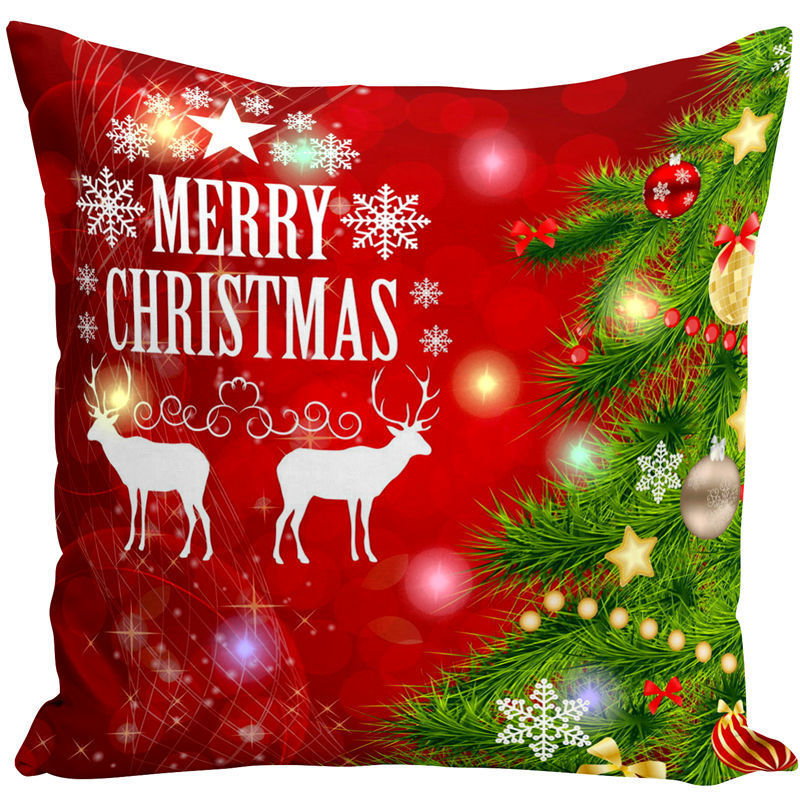 KTX-827731 Cartoon Plush Lantern Christmas Pillowcase, 45x45cm Cushion Cover