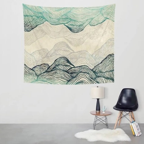 KTX-828755 Dreamland Mountains Polyester Tapestry – Vibrant Scenic Wall Hanging for Home Decor