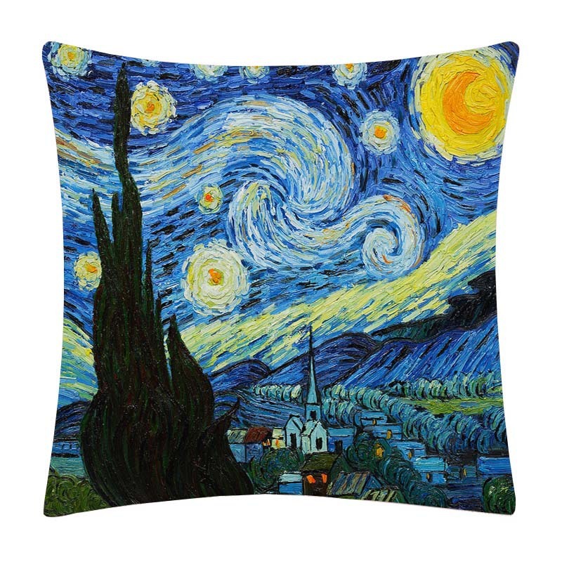 KTX-828883 Painted Cartoon Linen Pillowcase with PP Cotton Filling for Cozy Decor