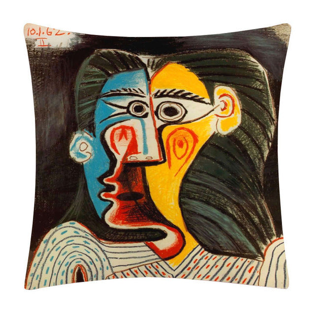 KTX-828883 Painted Cartoon Linen Pillowcase with PP Cotton Filling for Cozy Decor