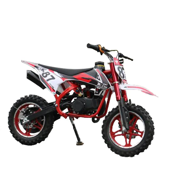 KTX-829779 49cc Kids Mini Dirt Bike with 10 Inch Wheels - Manual Ignition, Front & Back Disc Brakes, 40KM/H Speed