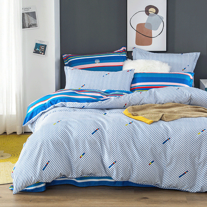 KTX-830035 Brushed Polyester Four-Piece Bedding Set with Quilt Bag, Sheets, and Pillow Bags in XL/L and S Sizes