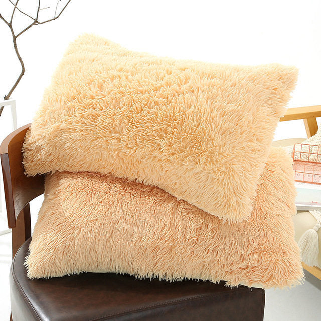 KTX-830035 Winter Warm Fluffy Long Plush and Velvet Pillow Case - 50x70cm Options Available