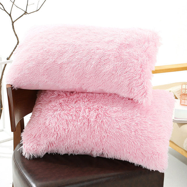 KTX-830035 Winter Warm Fluffy Long Plush and Velvet Pillow Case - 50x70cm Options Available