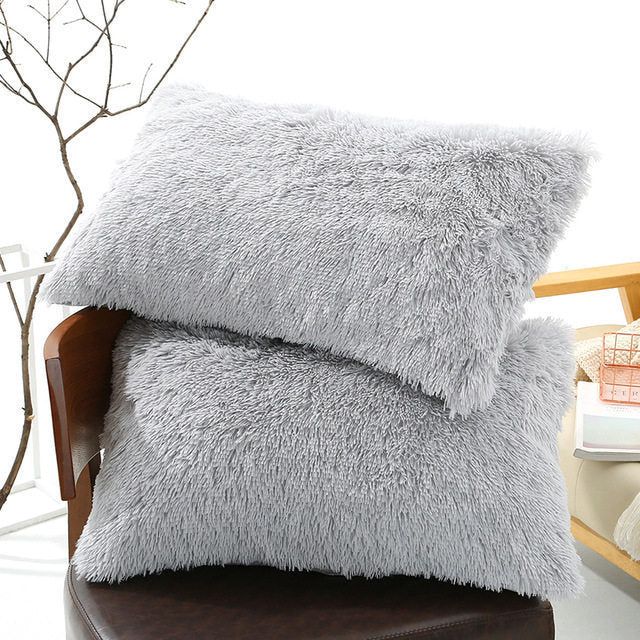 KTX-830035 Winter Warm Fluffy Long Plush and Velvet Pillow Case - 50x70cm Options Available