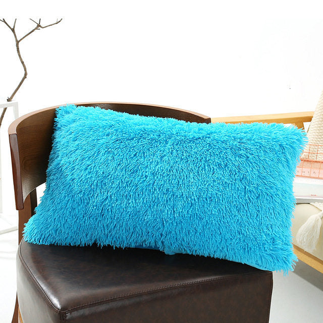 KTX-830035 Winter Warm Fluffy Long Plush and Velvet Pillow Case - 50x70cm Options Available