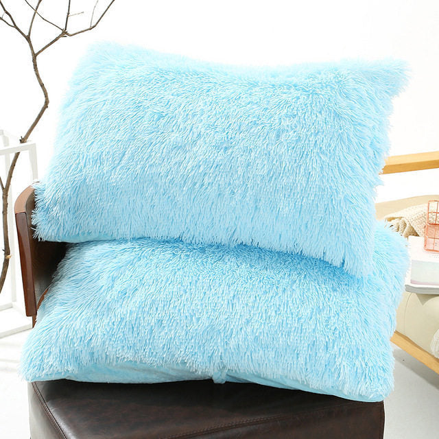 KTX-830035 Winter Warm Fluffy Long Plush and Velvet Pillow Case - 50x70cm Options Available