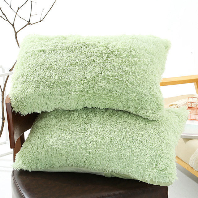 KTX-830035 Winter Warm Fluffy Long Plush and Velvet Pillow Case - 50x70cm Options Available