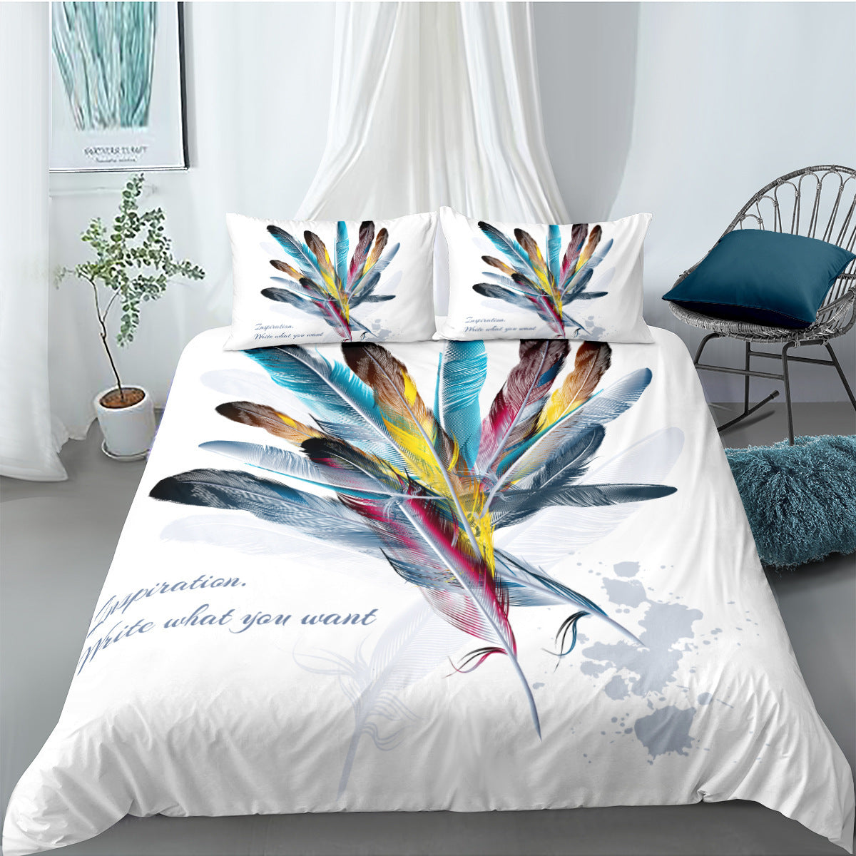KTX-830163 Dream Catcher Digital Printing Three-Piece Quilt Cover Set in Modern Style