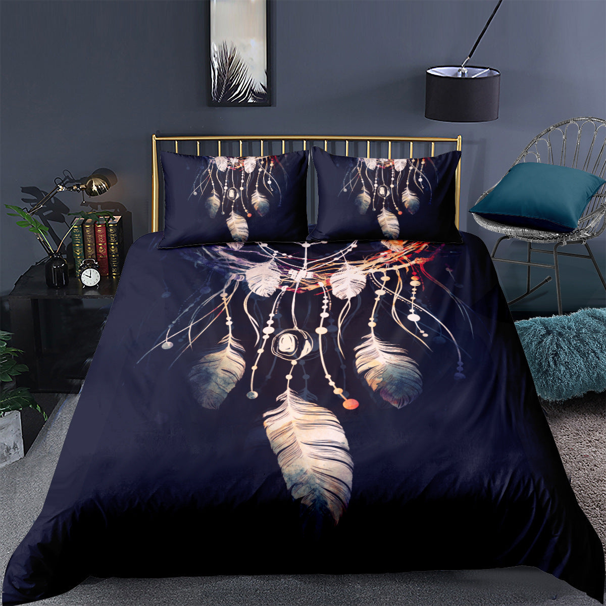 KTX-830163 Dream Catcher Digital Printing Three-Piece Quilt Cover Set in Modern Style