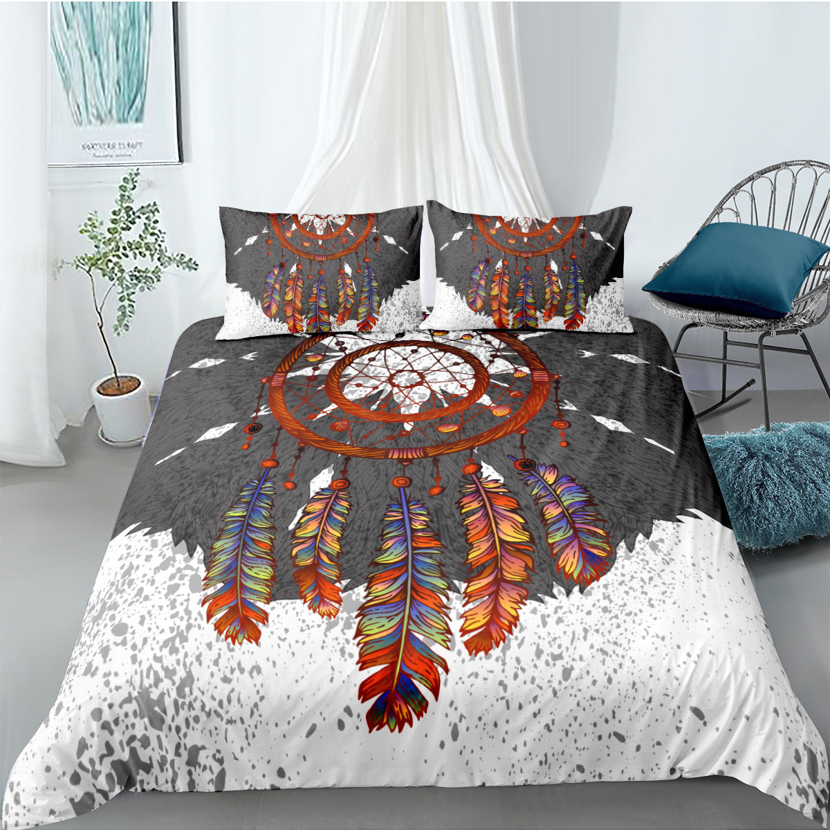 KTX-830163 Dream Catcher Digital Printing Three-Piece Quilt Cover Set in Modern Style