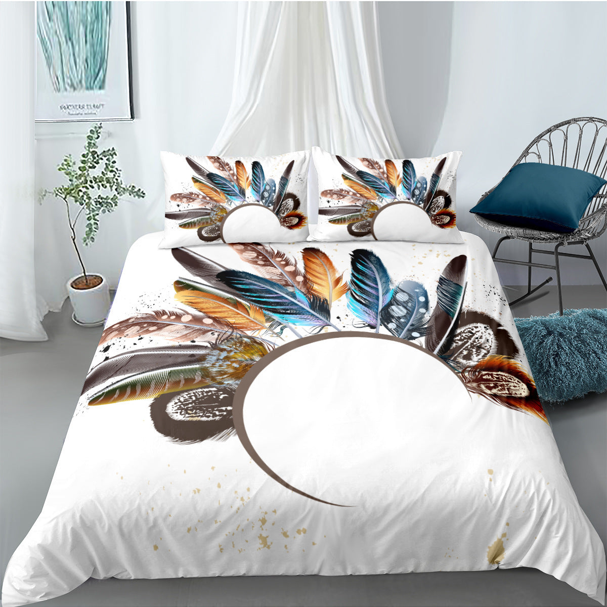 KTX-830163 Dream Catcher Digital Printing Three-Piece Quilt Cover Set in Modern Style