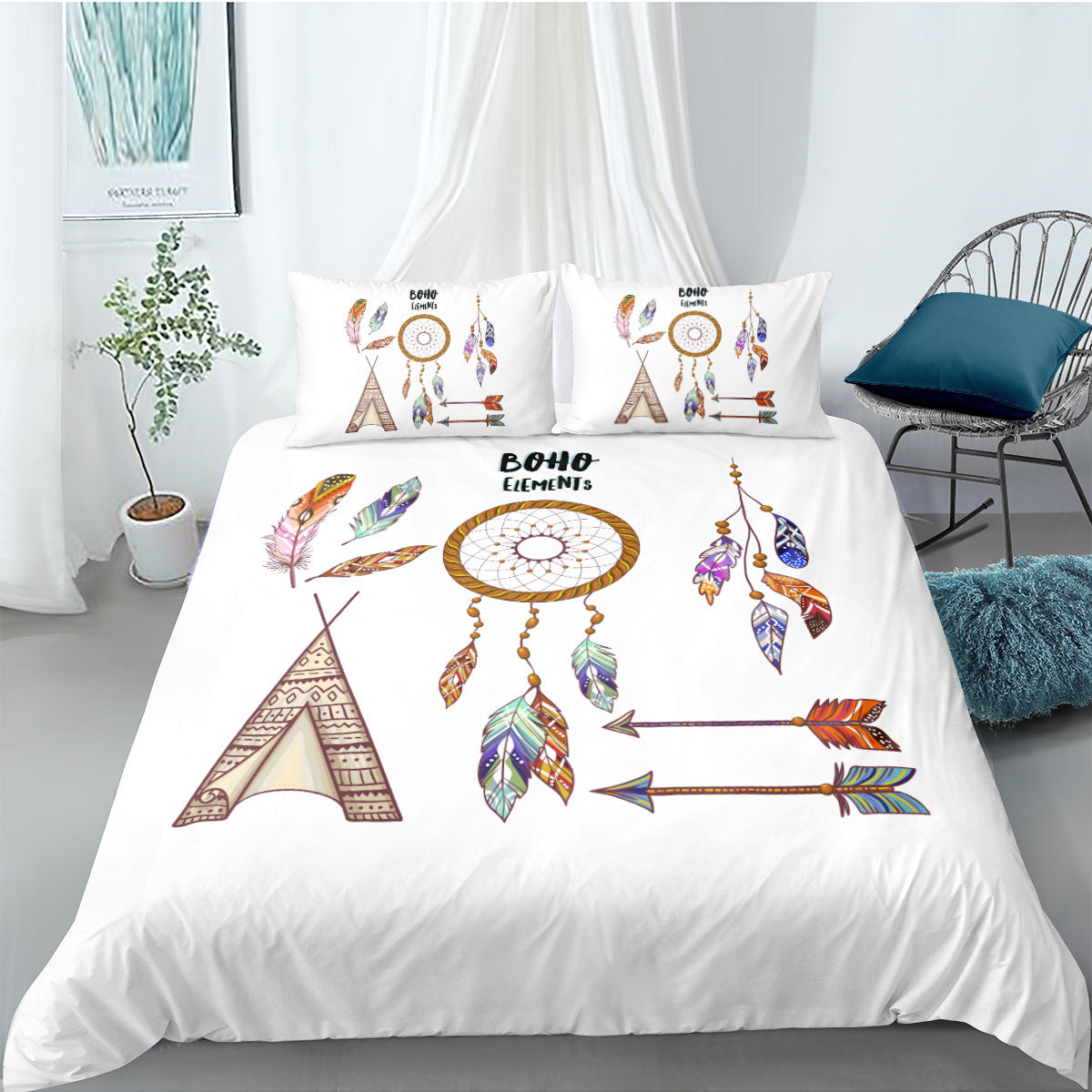 KTX-830163 Dream Catcher Digital Printing Three-Piece Quilt Cover Set in Modern Style