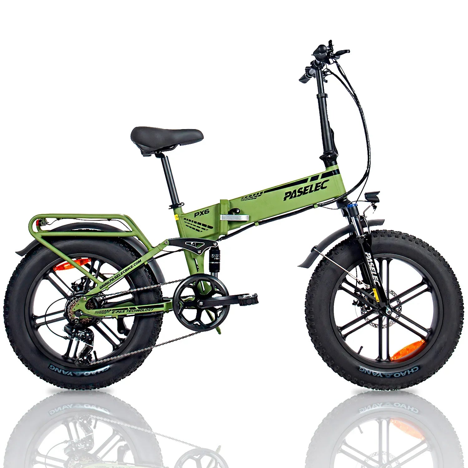KTX-830675 Folding Electric Bicycle 48V 750W 20" Dual Suspension Cruiser with Disc Brakes - Army Green or Black