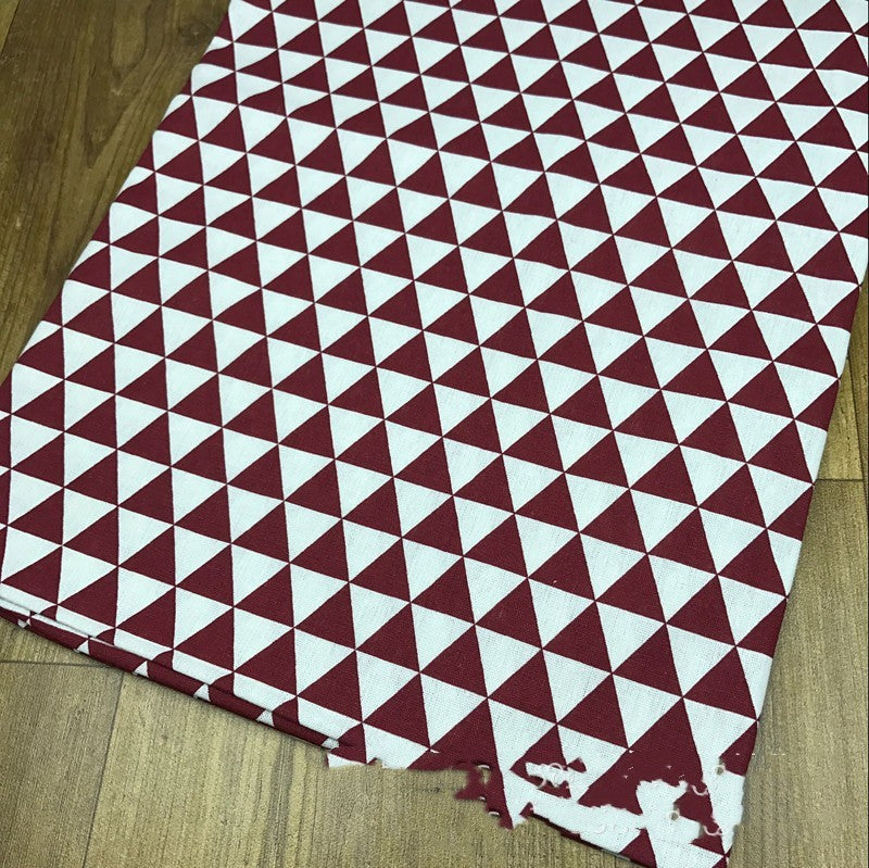 KTX-831187 Cotton and Linen Blend Triangle Print Fabric for Home Decor and Upholstery