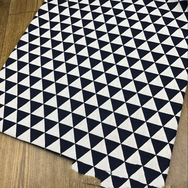 KTX-831187 Cotton and Linen Blend Triangle Print Fabric for Home Decor and Upholstery