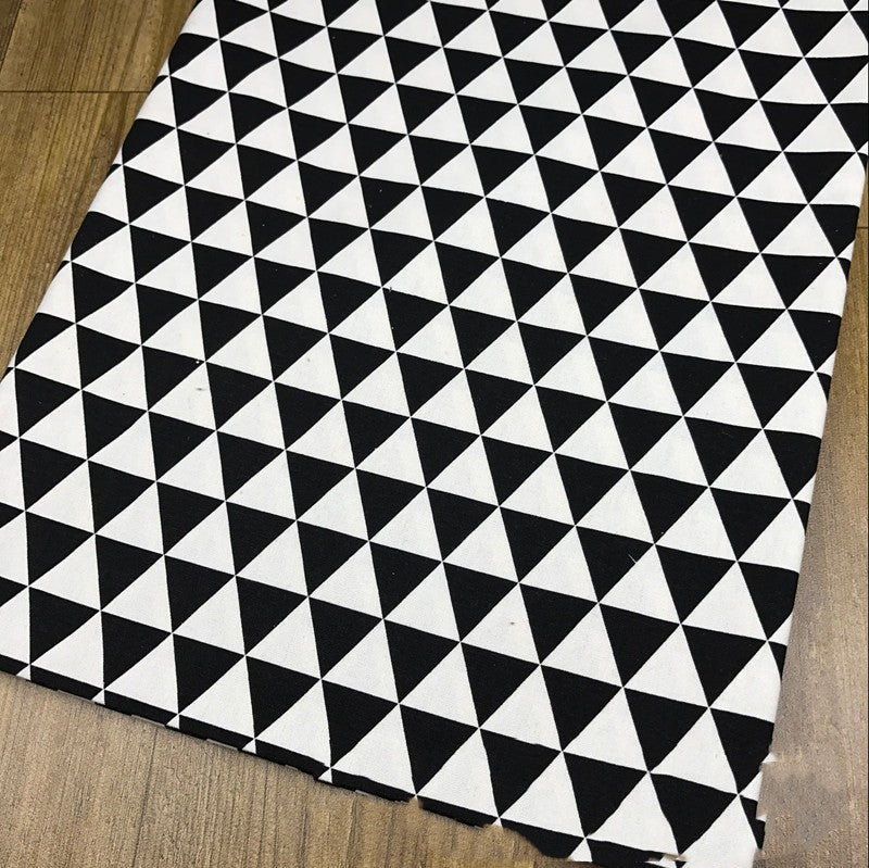 KTX-831187 Cotton and Linen Blend Triangle Print Fabric for Home Decor and Upholstery