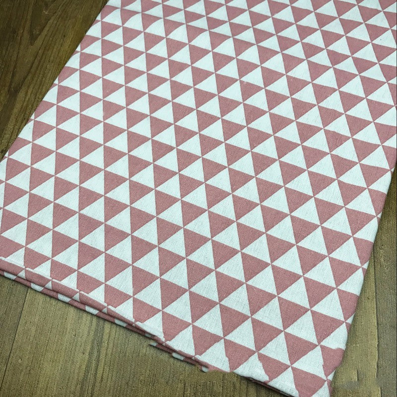 KTX-831187 Cotton and Linen Blend Triangle Print Fabric for Home Decor and Upholstery