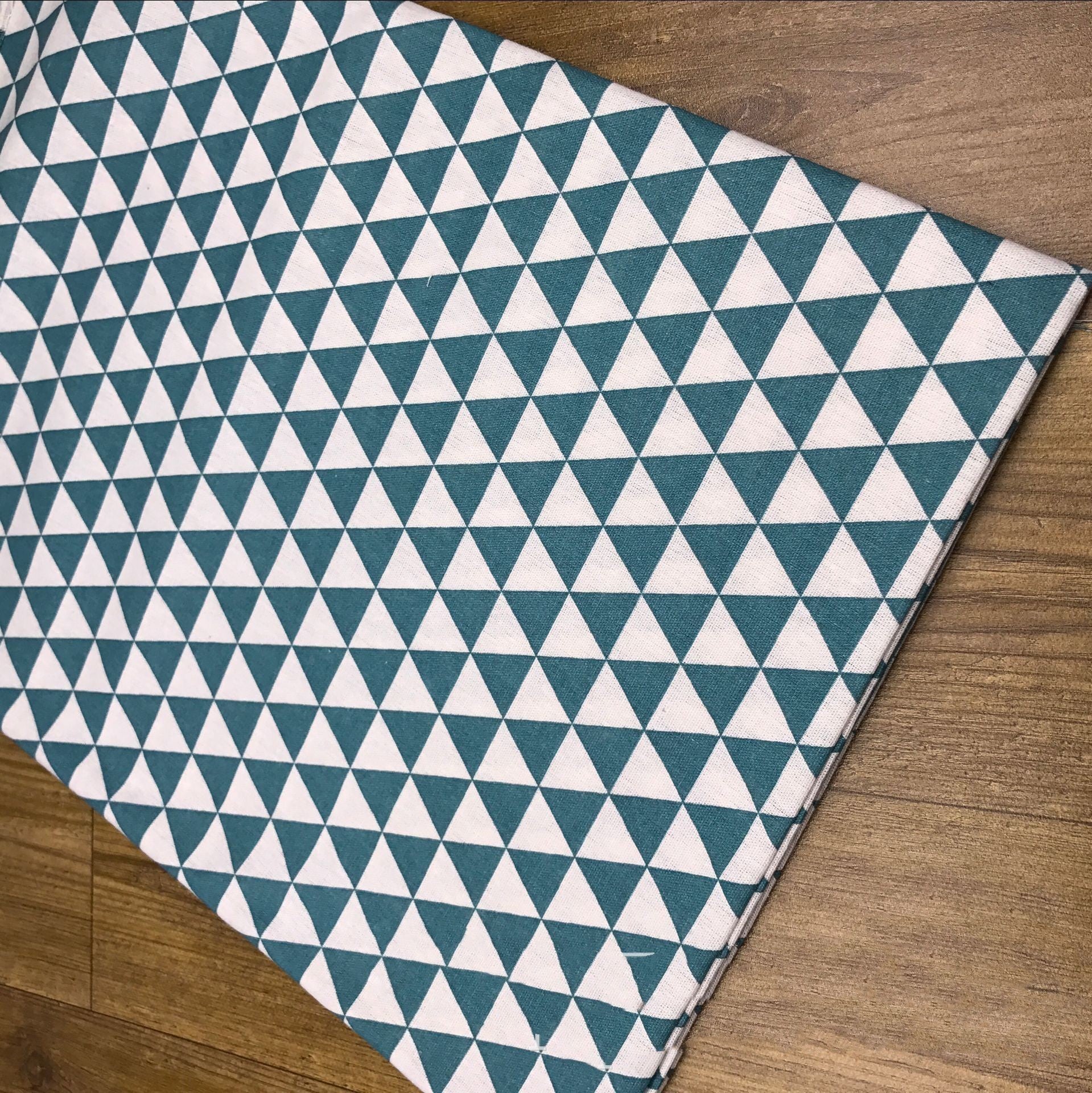 KTX-831187 Cotton and Linen Blend Triangle Print Fabric for Home Decor and Upholstery