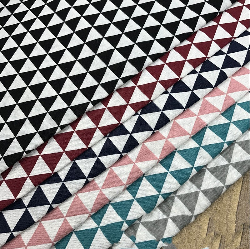 KTX-831187 Cotton and Linen Blend Triangle Print Fabric for Home Decor and Upholstery