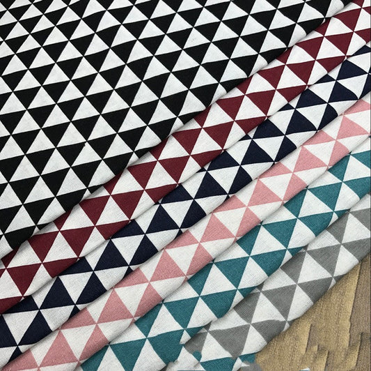KTX-831187 Cotton and Linen Blend Triangle Print Fabric for Home Decor and Upholstery