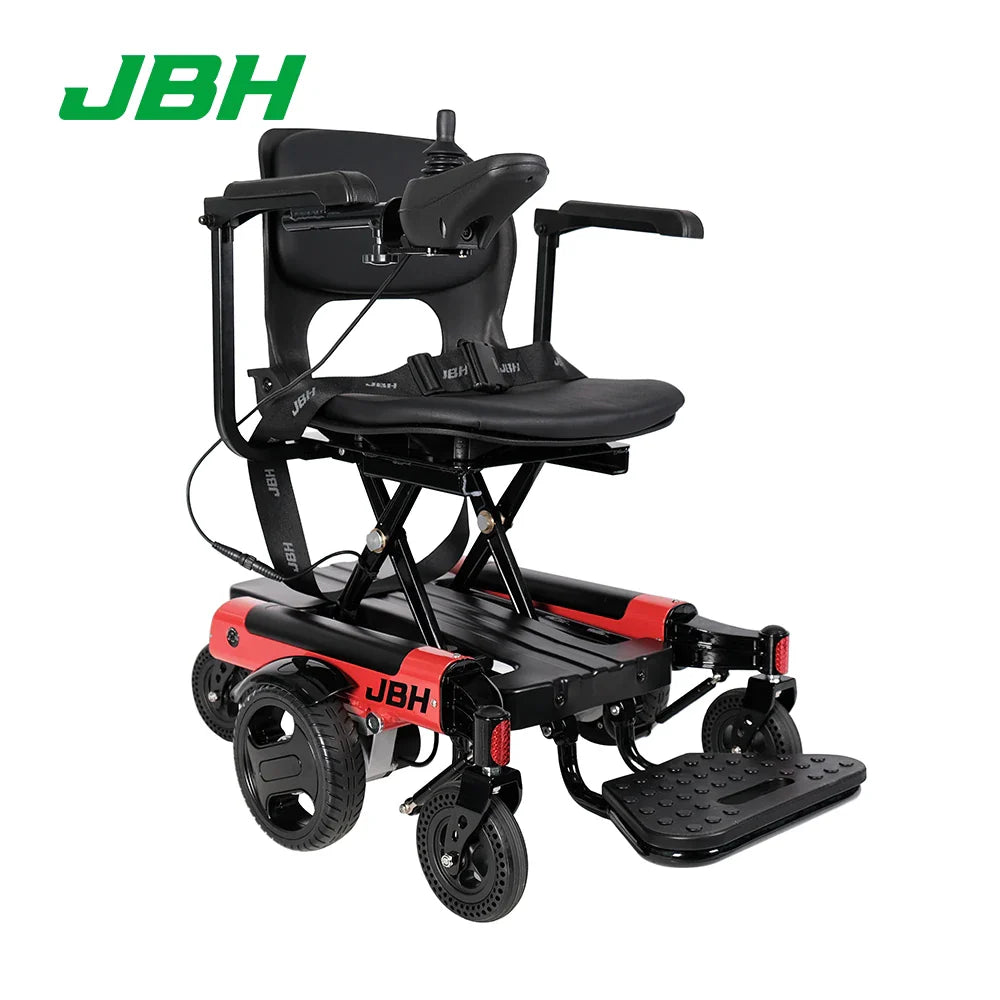 KTX-831379 Adjustable 6-Wheel Power Wheelchair with Aluminum Alloy Frame, Foldable Design, 20 km Range, Red