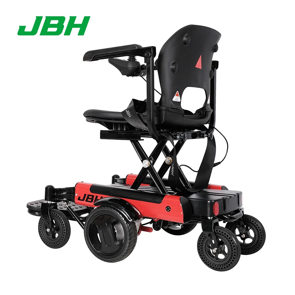 KTX-831379 Adjustable 6-Wheel Power Wheelchair with Aluminum Alloy Frame, Foldable Design, 20 km Range, Red