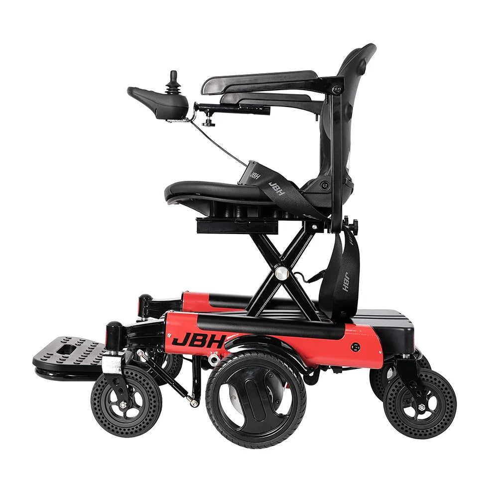 KTX-831379 Adjustable 6-Wheel Power Wheelchair with Aluminum Alloy Frame, Foldable Design, 20 km Range, Red