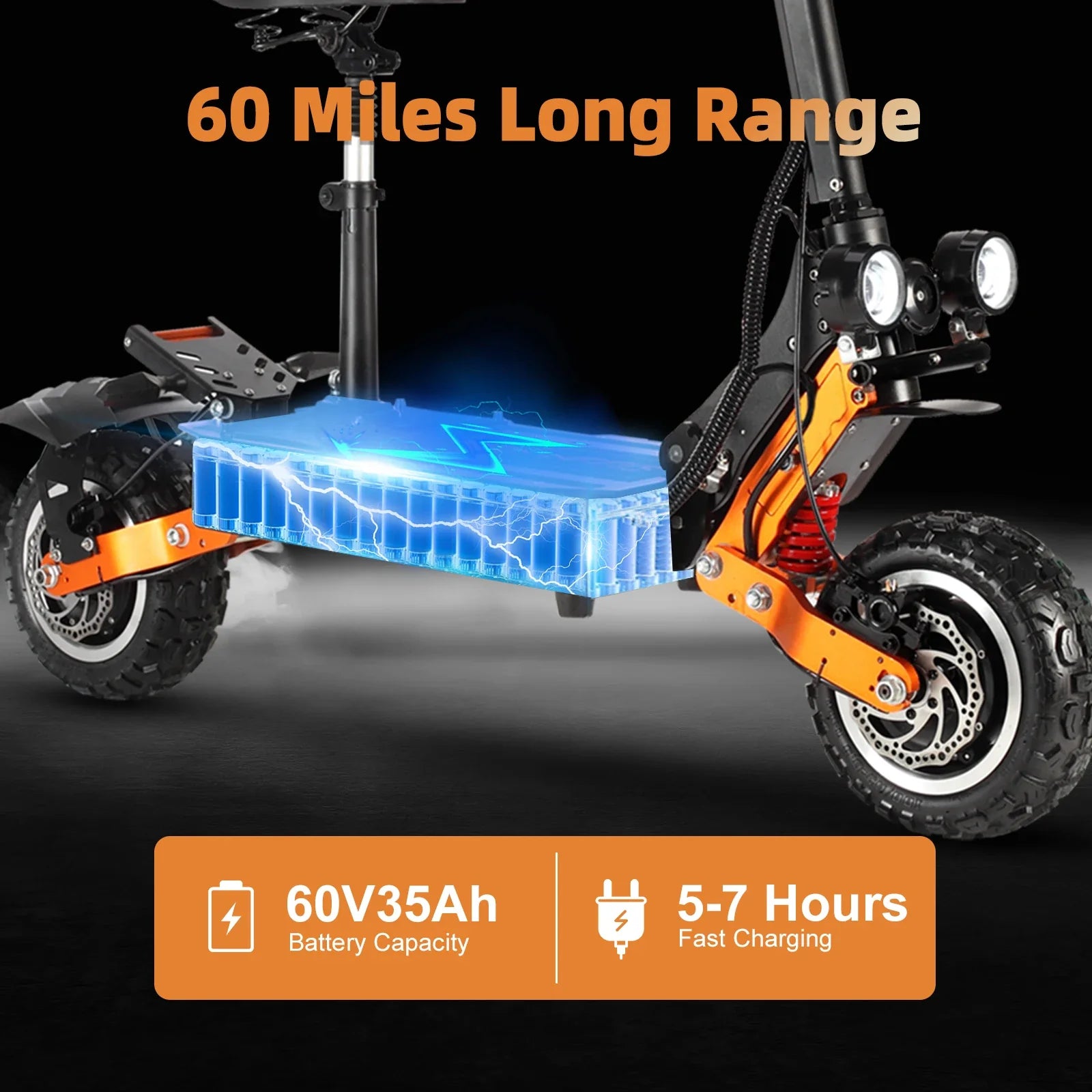 KTX-831379 ZonDoo ZO01 PLUS 60V Dual Motor Electric Scooter with 90km/h Speed, 80-95km Range, 11-Inch Off-Road Tires