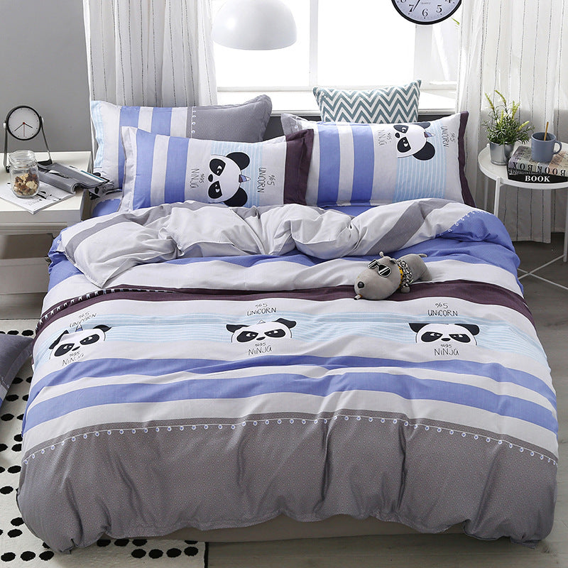 KTX-831507 Three-Piece Quilted Bedding Set with Floral Design for 1.5m Bed - Polyester Fabric, White