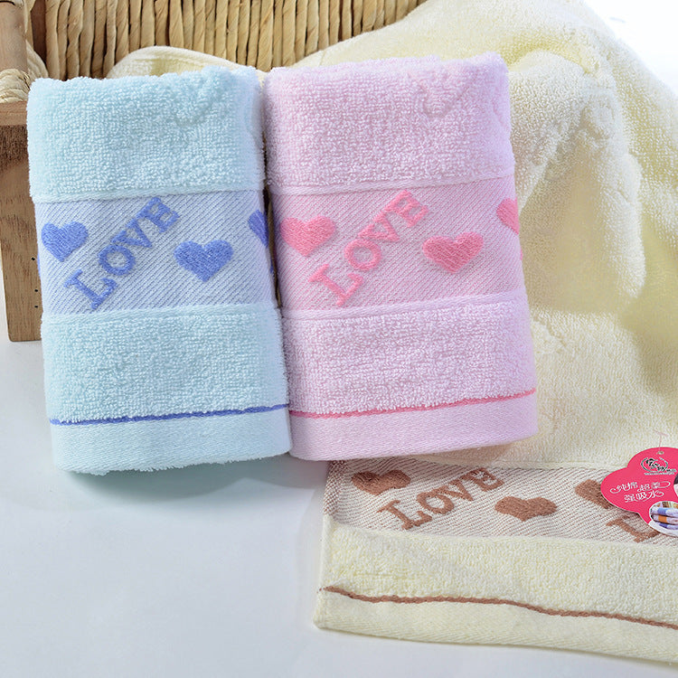 KTX-832083 Pure Cotton Face Towel - Soft, Highly Absorbent in Blue, Pink, or Yellow, 33x73cm